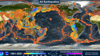 Μια φανταστική οπτικοποίηση όλων των σεισμών και των τσουνάμι που προκάλεσαν από το 1900 έως το 2020