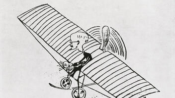 Σπάνιο σκίτσο εποχής με τον Ελευθέριο Βενιζέλο να πιλοτάρει αεροπλάνο