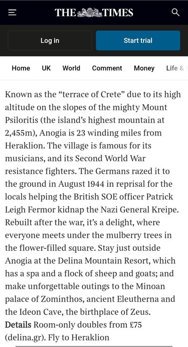 Ανώγεια δημοσίευμα Times