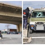 Ηράκλειο: Κομμάτι τσιμέντου έπεσε από γέφυρα και “προσγειώθηκε” σε παρμπρίζ αυτοκινήτου!