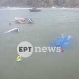 Γαύδος: Προβλήματα και ζημιές από τα μποφόρ - Σε κίνδυνο σκάφος της Frontex, αυτοκίνητο κατέληξε στη θάλασσα