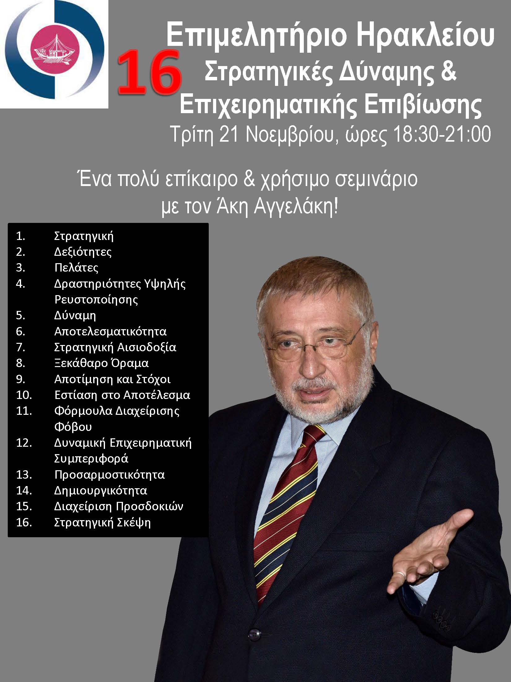 Άκης Αγγελάκης Σύμβουλος Επιχειρήσεων Επιμελητήριο Ηρακλείου Εσπερίδα