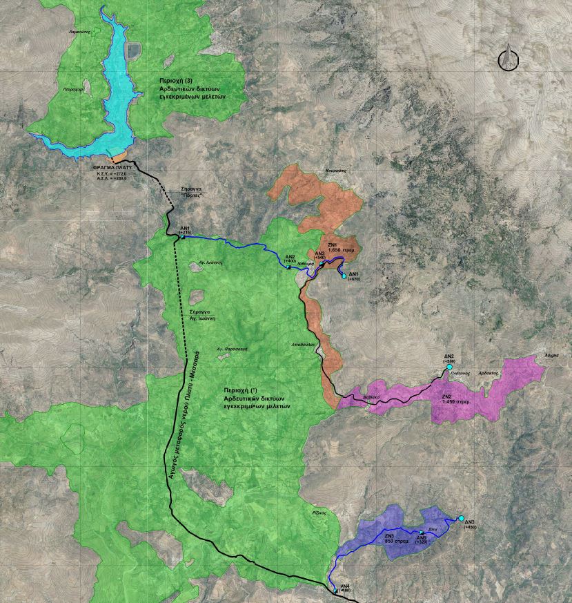  Αρδευόμενες περιοχές κατα μήκος του αγωγού μεταφοράς