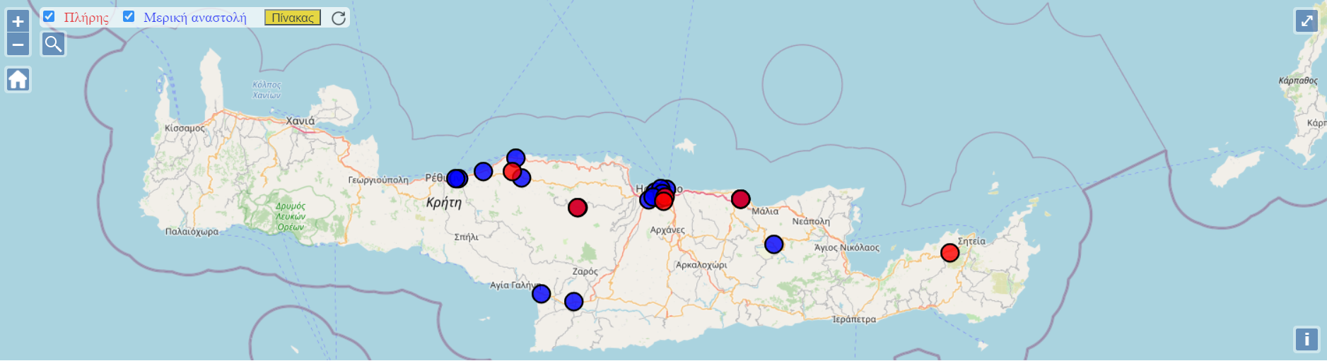 χάρτης Κρήτη σχολεία