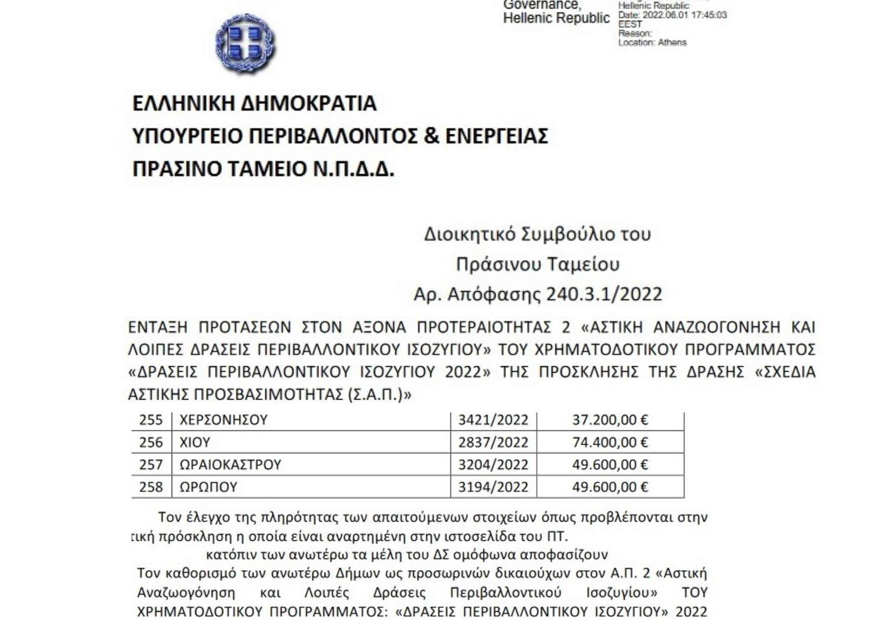 πράσινο ταμείο