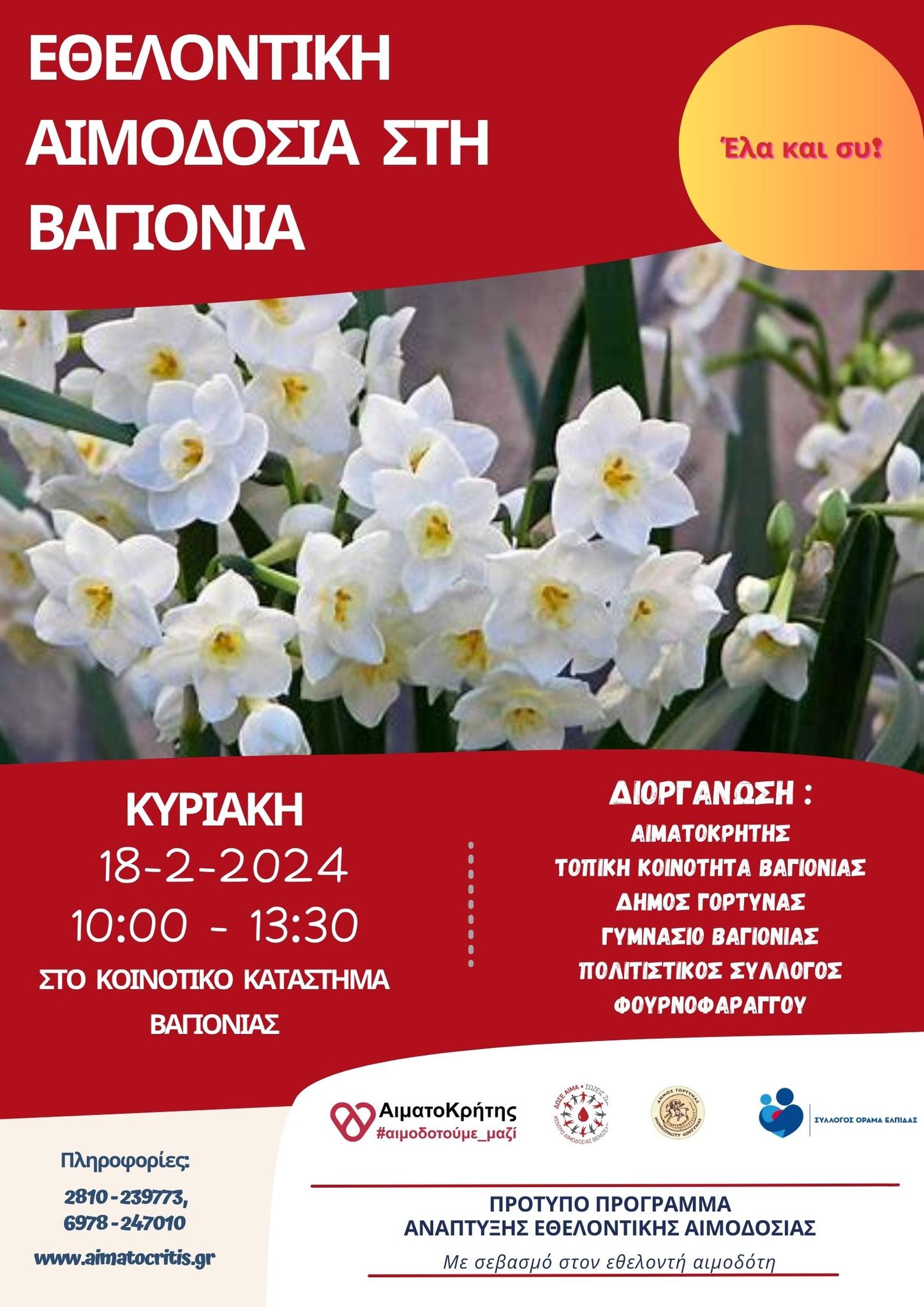 Εθελοντική αιμοδοσία στη Βαγιονιά