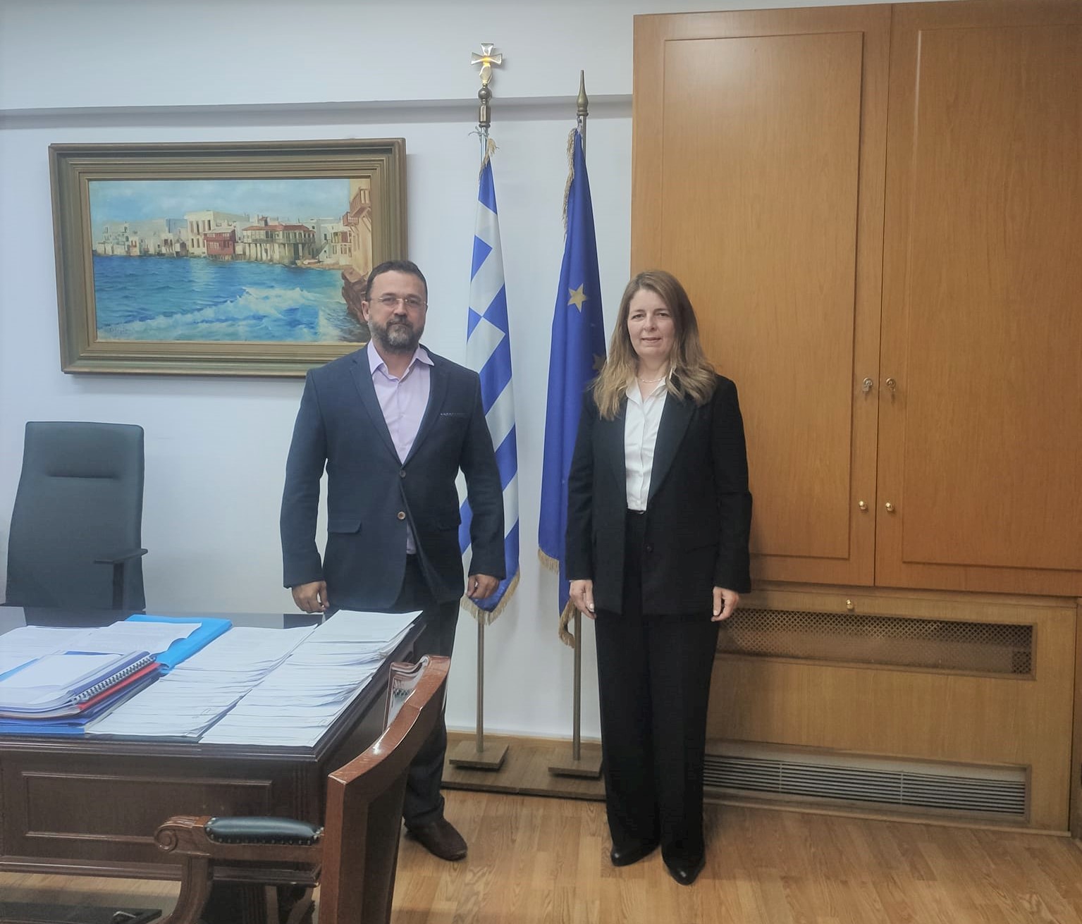 Συνάντηση της Αντιπεριφερειάρχη Πρωτογενή Τομέα Ε. Χουδετσανάκη με τον Γ.Γ. του ΥΠΑΑΤ κ. Στρατάκο 