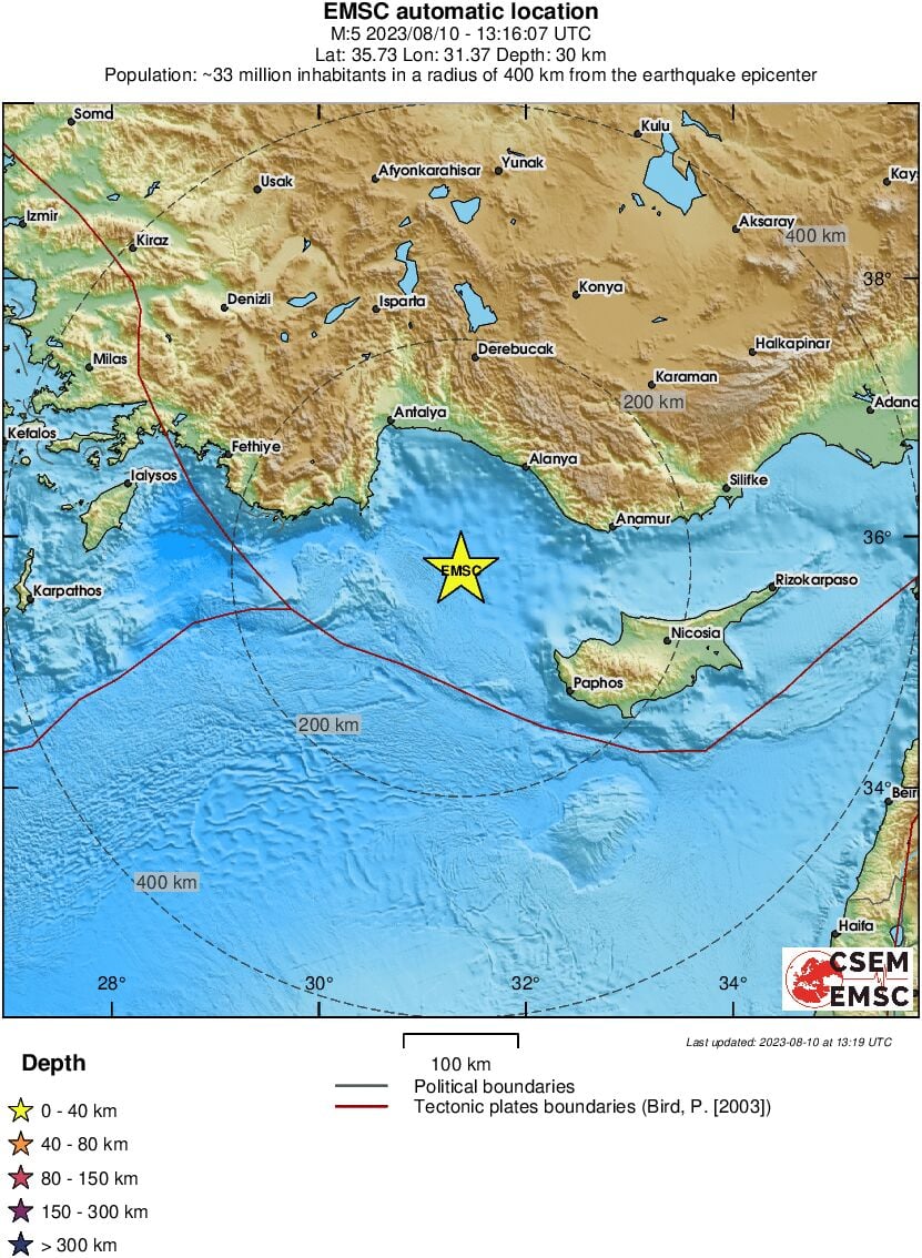 σεισμός καστελλόριζο Κύπρος Ρίχτερ