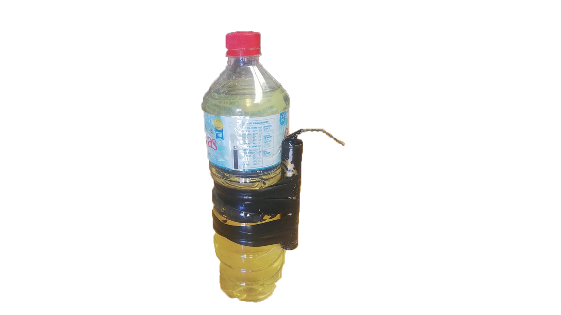 Gasoline bottle with firecracker