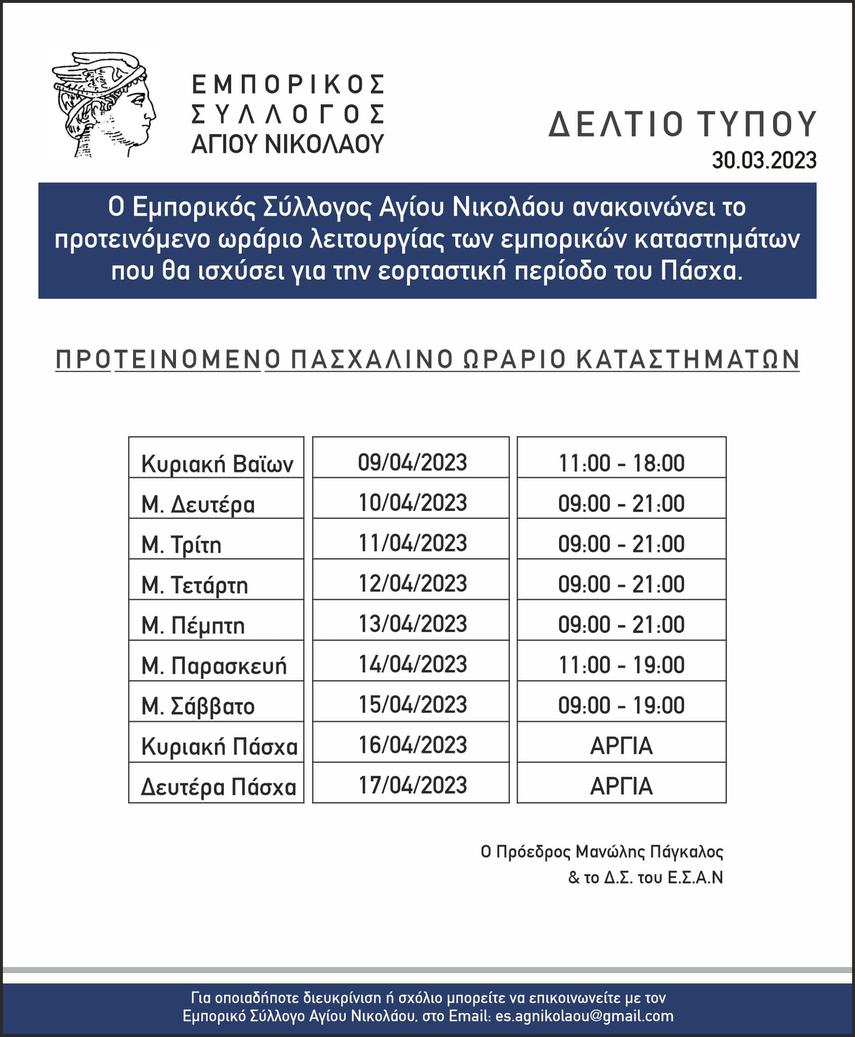 πασχα ωράριο πασχαλινό ωράριο μαγαζιά αγορά 