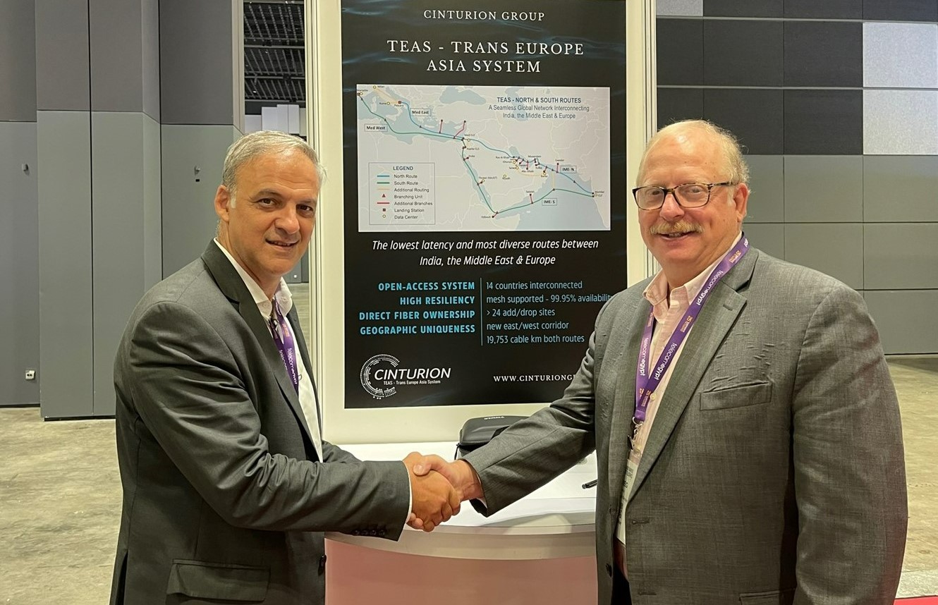 Ο Διευθυντής της Grid Telecom κ. Γιώργος Ψυρρής και ο Διευθύνων Σύμβουλος της Cinturion κ. Greg Varisco στο συνέδριο “Submarine Networks World 2022”