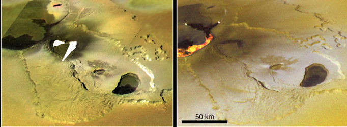 To 1999 το Galileo της NASA κατέγραψε ροές λάβας στην περιοχή Tvashtar της Ιούς (NASA/JPL-Caltech)