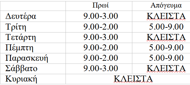 Χειμερινό ωράριο καταστημάτων