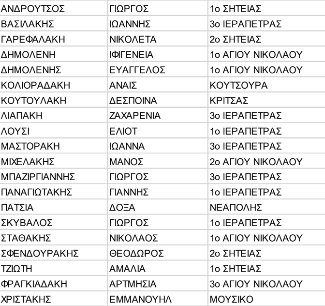 Μαθηματικός διαγωνισμός διακριθέντες