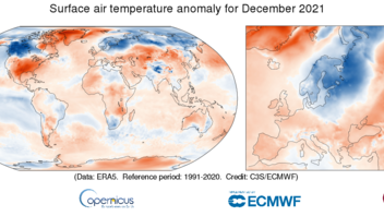 Η θερμοκρασία τον Δεκέμβριο του 2021 στην Ευρώπη και στον κόσμο