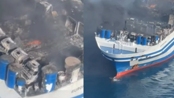Euroferry Olympia: Συγκλονιστικά πλάνα του φλεγόμενου πλοίου από ελικόπτερο
