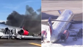 Αεροπλάνο έπιασε φωτιά μετά από πρόσκρουση κατά την προσγείωση 