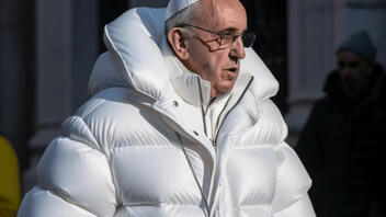 Σάλος με την φωτογραφία του Πάπα με στυλάτο λευκό μπουφάν 