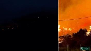 Φωτιά σε δασική έκταση στην Εθνική Οδό Αθηνών -Κορίνθου, μετά τα διόδια Ελευσίνας