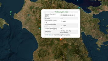 Σεισμός 4,1 Ρίχτερ στην Αρκαδία