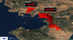 Στα 111.000 στρέμματα η καμένη έκταση από τις πυρκαγιές σε Βοιωτία και Αττική - Δορυφορική εικόνα