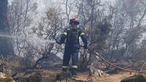 Φωτιά σε δύσβατο σημείο στα Χανιά - Μεγάλη επιχείρηση της πυροσβεστικής