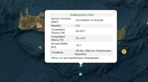 Νέος σεισμός στη θαλάσσια περιοχή του Ηρακλείου