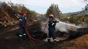 Συνεχίζεται η "μάχη" των πυροσβεστών στη Νύβριτο - Οριοθετημένη η φωτιά