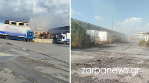 Χανιά: Φωτιά σε εγκαταστάσεις μεταφορικής εταιρείας
