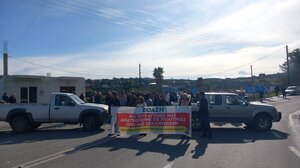 Κινητοποίηση στον κόμβο των Πεζών από βιοπαλαιστές αγρότες και κτηνοτρόφους - Φωτογραφίες