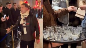 Γιώργος Μαζωνάκης: Κέρασε σφηνάκια το κοινό του που περίμενε στο κρύο (Βίντεο)