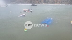 Γαύδος: Προβλήματα και ζημιές από τα μποφόρ - Σε κίνδυνο σκάφος της Frontex, αυτοκίνητο κατέληξε στη θάλασσα