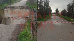 Μεσαρά: Το νερό του ποταμού «κατάπιε» τη γέφυρα - Δείτε βίντεο