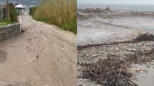 Προβλήματα στη Σάμο από την κακοκαιρία: Η θάλασσα έγινε ένα με τη στεριά – Κατολισθήσεις και πλημμυρισμένοι δρόμοι