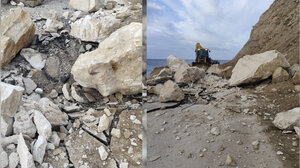 Κλειστός ο δρόμος Τέρτσα – Μύρτος λόγω κατολίσθησης: Μεγάλοι βράχοι έπεσαν στο οδόστρωμα
