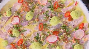 Λαβράκι καρπάτσιο με μους αβοκάντο!