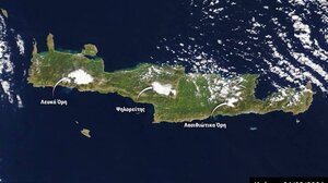 Τα χιονισμένα βουνά της Κρήτης από το διάστημα