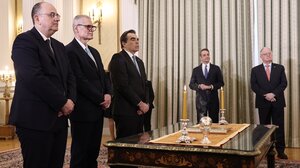 Ορκίστηκαν τα νέα μέλη της Κυβέρνησης, Μαργαρίτης Σχοινάς, Βαγγέλης Τουρνάς και Μακάριος Λαζαρίδης