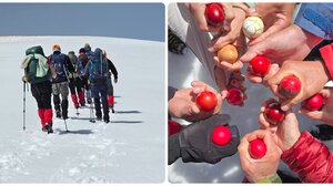 Πάσχα στα χιόνια, και τσούγκρισμα αβγών στην υψηλότερη κορφή της Κρήτης - Δείτε φωτογραφίες
