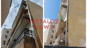 Ηράκλειο: Κατάρρευση τμήματος μπαλκονιού στο κέντρο της πόλης – Από… τύχη δεν είχαμε θύματα!