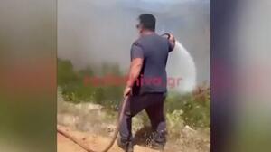 Σε ύφεση η πυρκαγιά σε αγροτοδασική έκταση στην Πέτρα Βοιωτίας