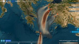 AtmoHUB: Ο καπνός από τις φωτιές σε Κρήτη έφτασε έως την Αττική