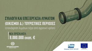 Νέα πρόσκληση 8 εκατ. ευρώ για έργα διαχείρισης υγρών αποβλήτων στην Κρήτη