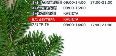 Εορταστικό ωράριο, Αγορά, Χριστούγεννα