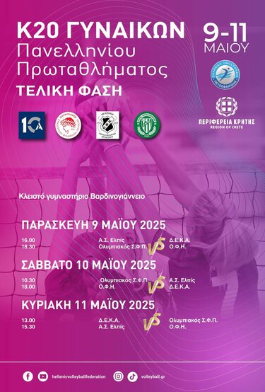 Στο Ηράκλειο η τελική φάση του πανελλήνιου πρωταθλήματος βόλεϊ γυναικών Κ20 