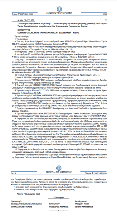 ΦΕΚ, Περιφερειακό Ιατρείο Τσούτσουρα