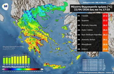 χάρτης θερμοκρασία