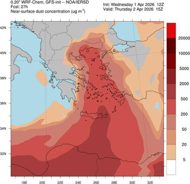 Αφρικανική σκόνη, Χάρτης, Κρήτη, Μεταφορά