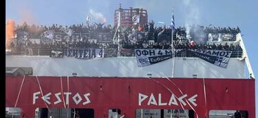 ΟΦΗ, Φίλαθλοι, Άφιξη, Πλοίο