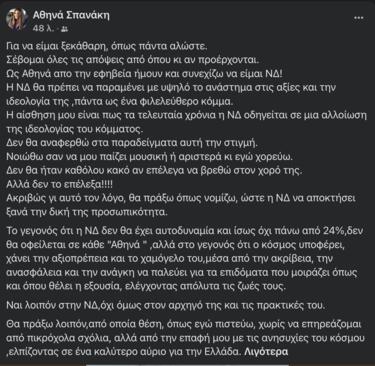 Αθηνά Σπανάκη, Ανάρτηση